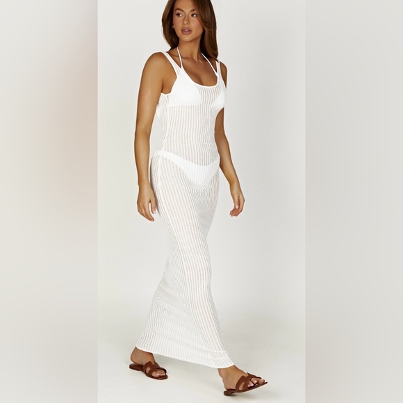 Meshki White Ribbed Maxi Dress - Picture 2 of 5